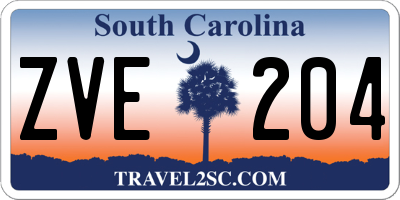 SC license plate ZVE204