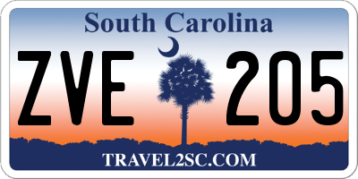 SC license plate ZVE205