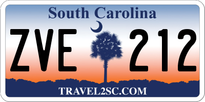SC license plate ZVE212