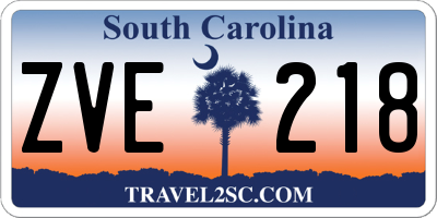 SC license plate ZVE218