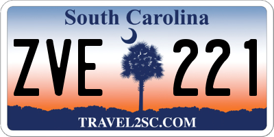 SC license plate ZVE221