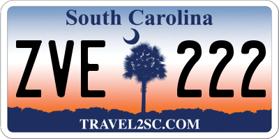 SC license plate ZVE222