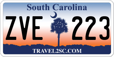 SC license plate ZVE223
