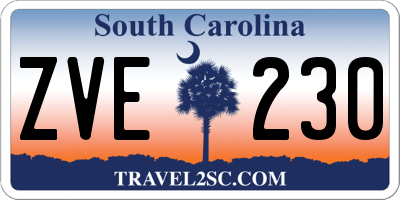SC license plate ZVE230