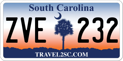 SC license plate ZVE232