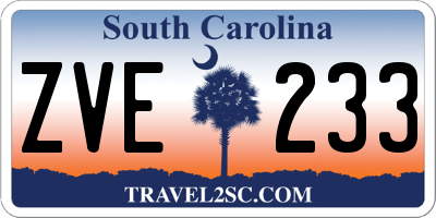 SC license plate ZVE233