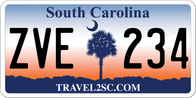 SC license plate ZVE234