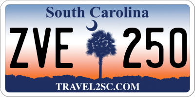 SC license plate ZVE250