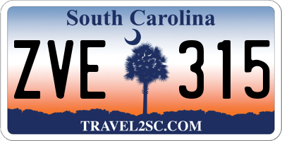 SC license plate ZVE315