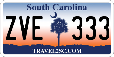 SC license plate ZVE333