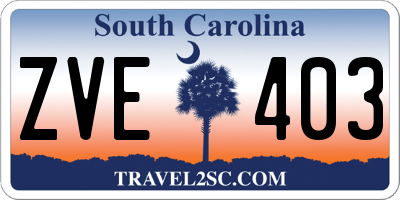 SC license plate ZVE403