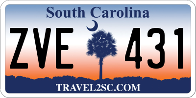 SC license plate ZVE431