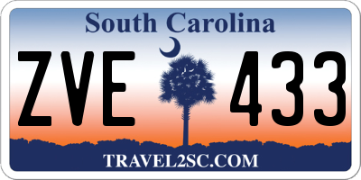 SC license plate ZVE433