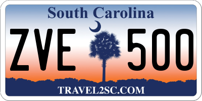 SC license plate ZVE500