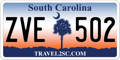 SC license plate ZVE502