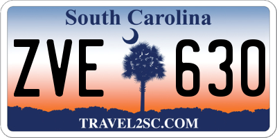 SC license plate ZVE630