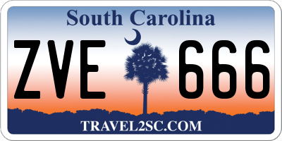 SC license plate ZVE666