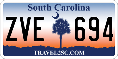 SC license plate ZVE694