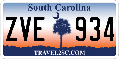 SC license plate ZVE934