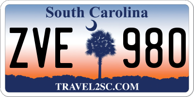 SC license plate ZVE980