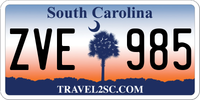 SC license plate ZVE985
