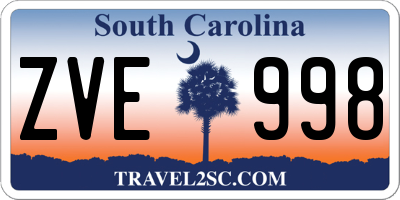 SC license plate ZVE998