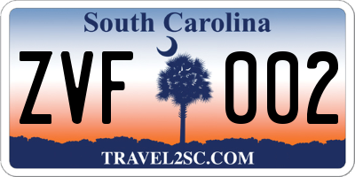 SC license plate ZVF002