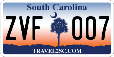 SC license plate ZVF007