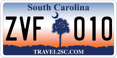 SC license plate ZVF010