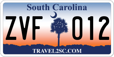 SC license plate ZVF012