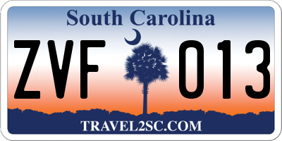 SC license plate ZVF013