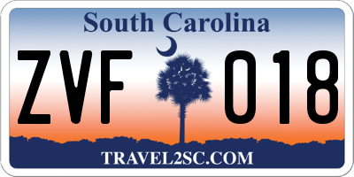 SC license plate ZVF018