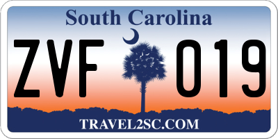 SC license plate ZVF019
