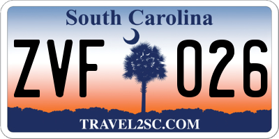 SC license plate ZVF026