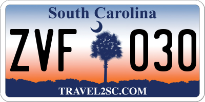 SC license plate ZVF030