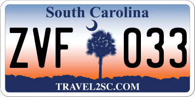 SC license plate ZVF033
