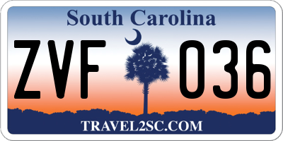 SC license plate ZVF036