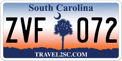 SC license plate ZVF072