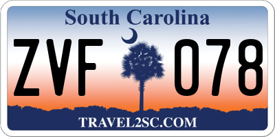 SC license plate ZVF078