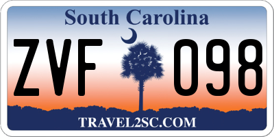 SC license plate ZVF098