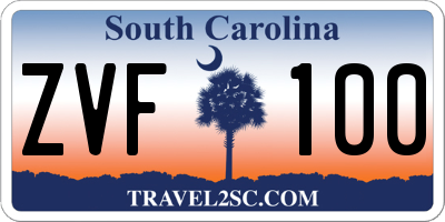 SC license plate ZVF100