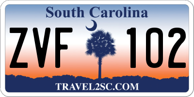 SC license plate ZVF102