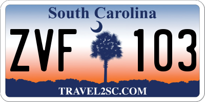 SC license plate ZVF103