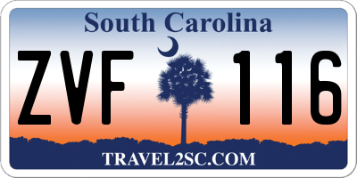 SC license plate ZVF116