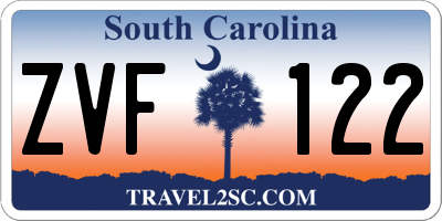 SC license plate ZVF122