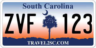 SC license plate ZVF123