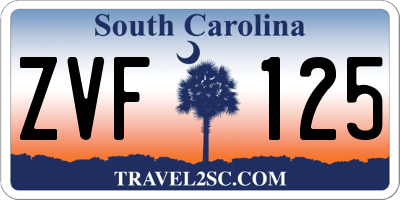 SC license plate ZVF125