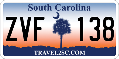 SC license plate ZVF138