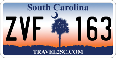 SC license plate ZVF163