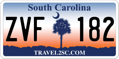 SC license plate ZVF182